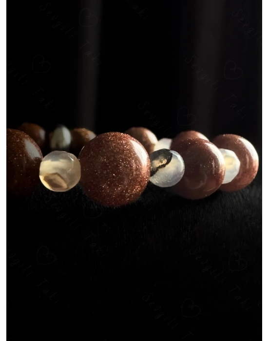 Yıldız ve Akik Doğal Taşlı Çocuk Bileklik