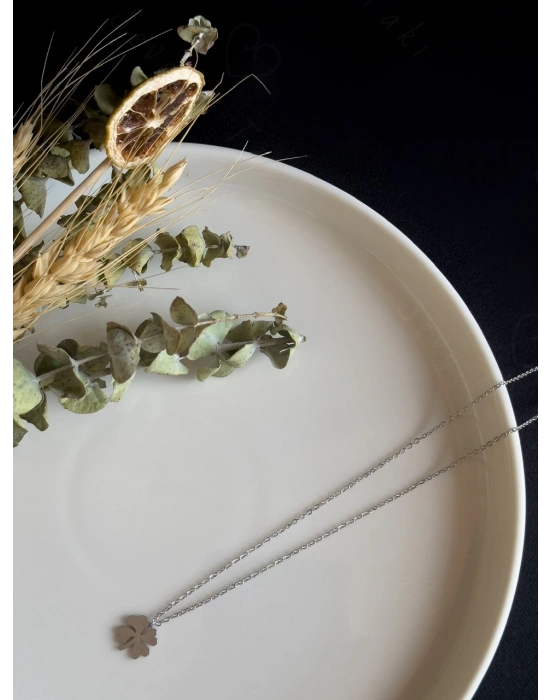 Yonca Charmlı Çelik Kolye -Miracle Serisi