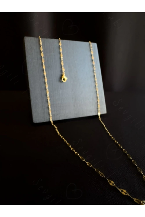 60cm | Gold Lip (Dudak) Zincirli Çelik Bel Takısı | Glorius Serisi