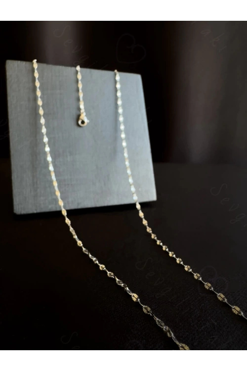 60cm | Silver Lip (Dudak) Zincirli Çelik Bel Takısı | Glorius Serisi