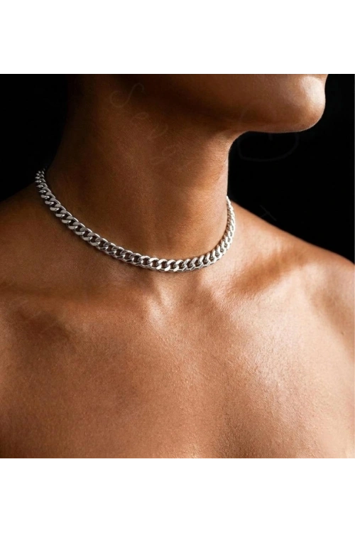 Kalın Gurmet Model Choker Çelik Zincir Kolye-Choker Serisi