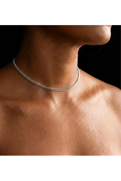 İnce Gurmet Model Choker Çelik Zincir Kolye-Choker Serisi
