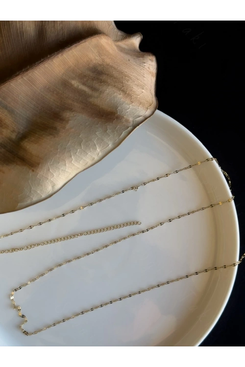 80cm | Gold Lip (Dudak) Zincirli Çelik Bel Takısı | Glorius Serisi