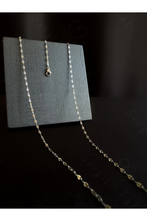 80cm | Silver Lip (Dudak) Zincirli Çelik Bel Takısı | Glorius Serisi
