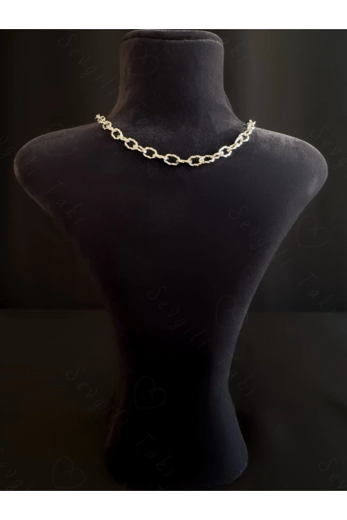 Choker(Tasma) Paperclip Kabartma Çelik Zincir Kolye | Choker Serisi