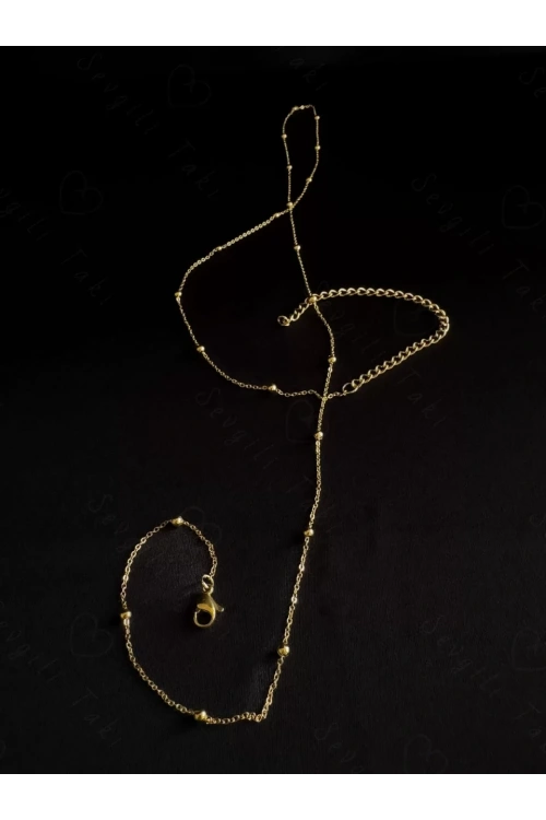 80cm | Gold Zincirli Çelik Bel Takısı | Harmony Serisi