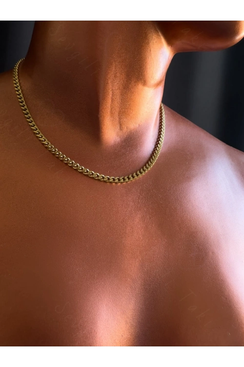 İnce Gurmet Model Gold Choker Çelik Zincir Kolye-Choker Serisi