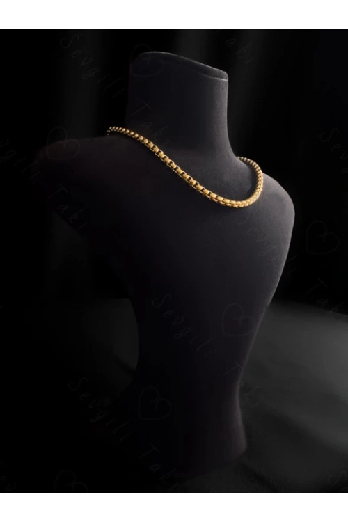 Köşeli Model Choker Gold Çelik Zincir Kolye | Choker Serisi