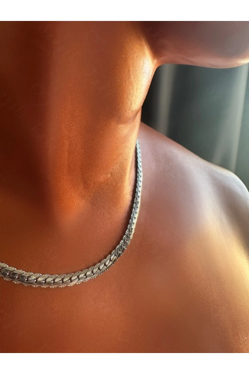 Snake Model Choker Çelik Zincir Kolye -Choker Serisi
