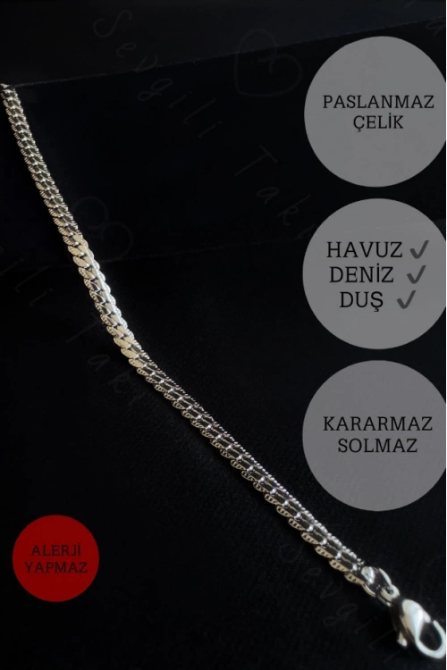 Yassı Model Snake Yılan Çelik Zincir Çocuk Bileklik | 777 Serisi
