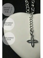 Paperclip (Ataş) Model Zincir Silver Renk Çelik Sallantılı Halhal | Taş Serisi