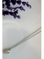 Taş Charmlı Silver Renk Çelik Kolye | Sevgili Takı Koleksiyonu
