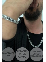 Küba Zincir Kalın Model Çelik Zincir Kolye | Karma Serisi