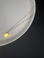 Oval Charmlı Gold Çelik Kolye -Karma Serisi