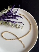 Dikdörtgen Zincirli Gold Choker Çelik Kolye | Choker Serisi