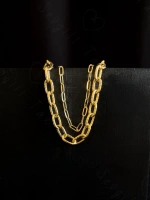 İkili Paperclip (Ataş) Gold Çelik Zincir Bileklik | MeToo Serisi