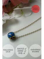 Yıldız İşlemeli Gold Çelik Zincir Kolye | Miracle Serisi