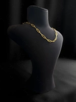 Paperclip Kabartma Choker Gold Çelik Zincir Kolye | Choker Serisi