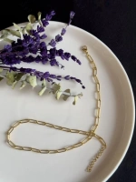 Paperclip Kabartma Choker Gold Çelik Zincir Kolye | Choker Serisi