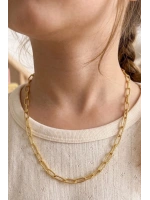 Paperclip Kabartma Çocuk Gold Çelik Zincir Kolye | Ida Serisi