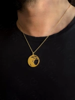 Şahin Başlı Gold Çelik Kolye | Horus Serisi
