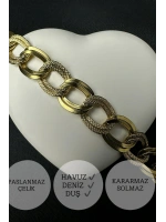 Samanyolu / Uzayyolu Tasarım Gold Çelik Zincir Kolye | Sirius Serisi