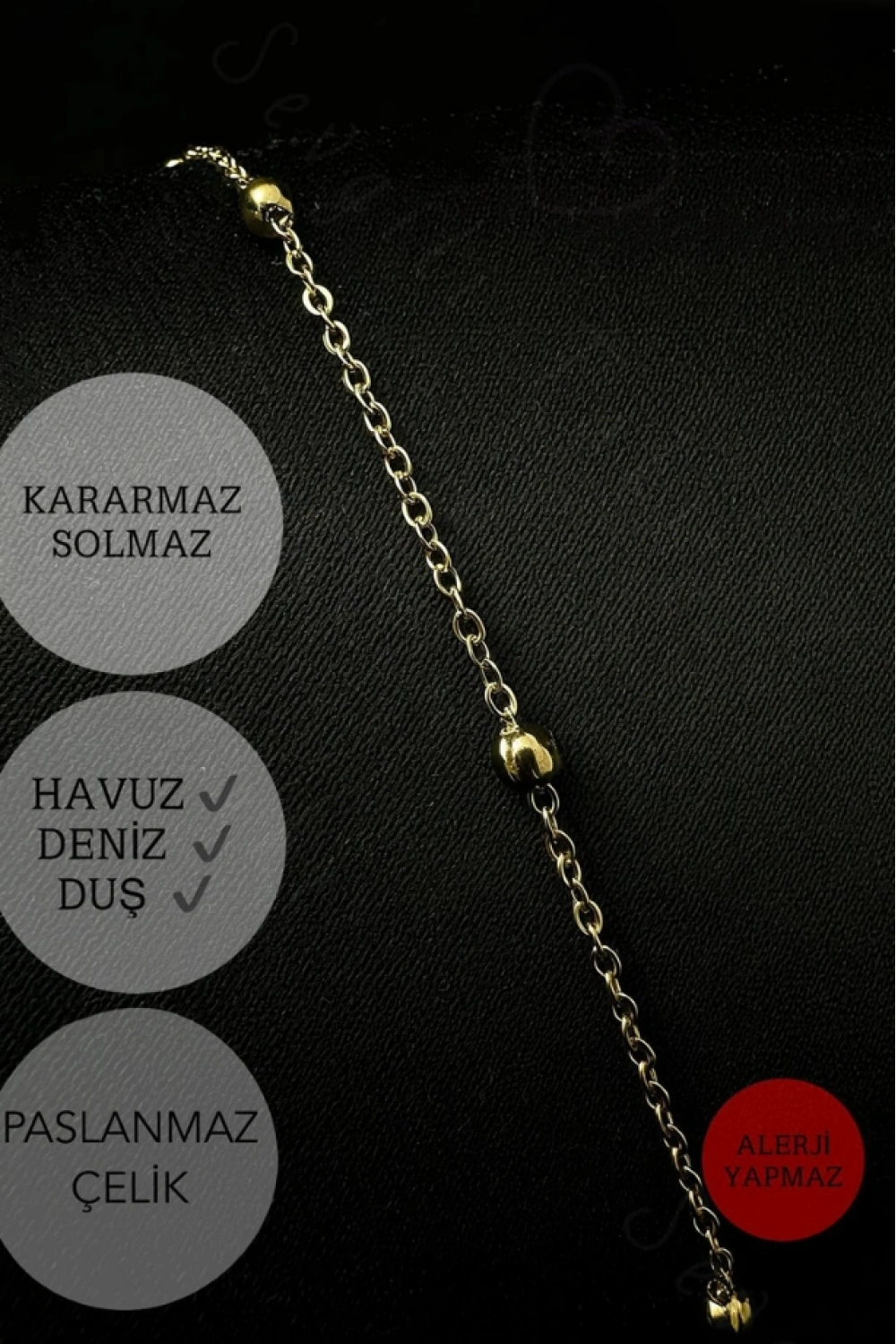 Gold Renk Toplu Zincir Halhal | Çelik Halhal | 1+ Serisi