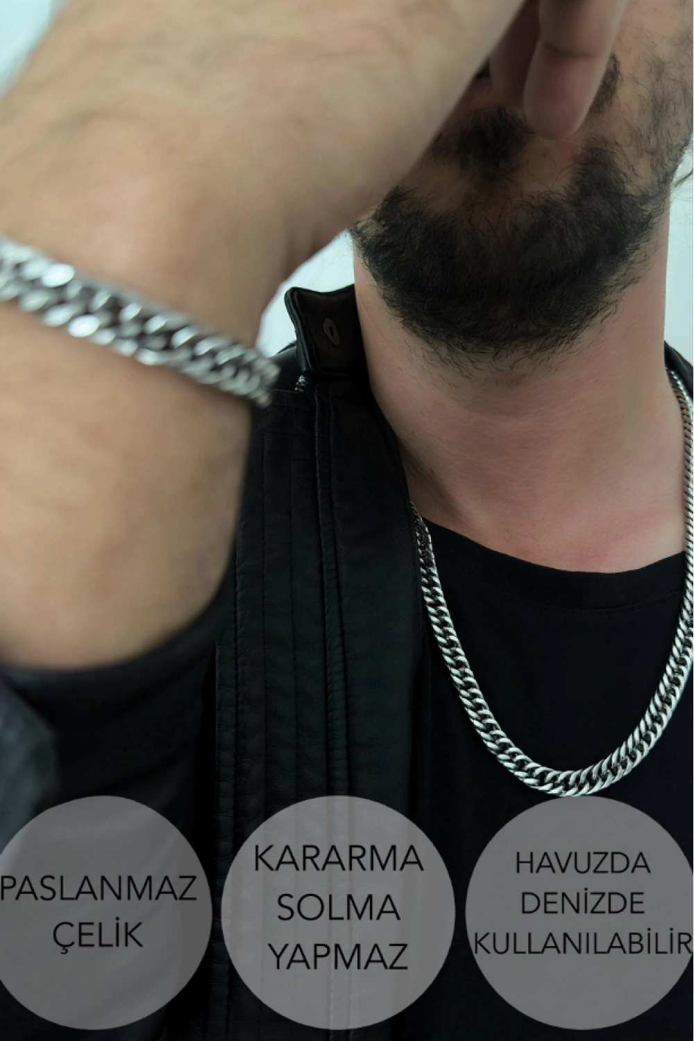 Küba Zincir Kalın Model Çelik Zincir Kolye | Karma Serisi