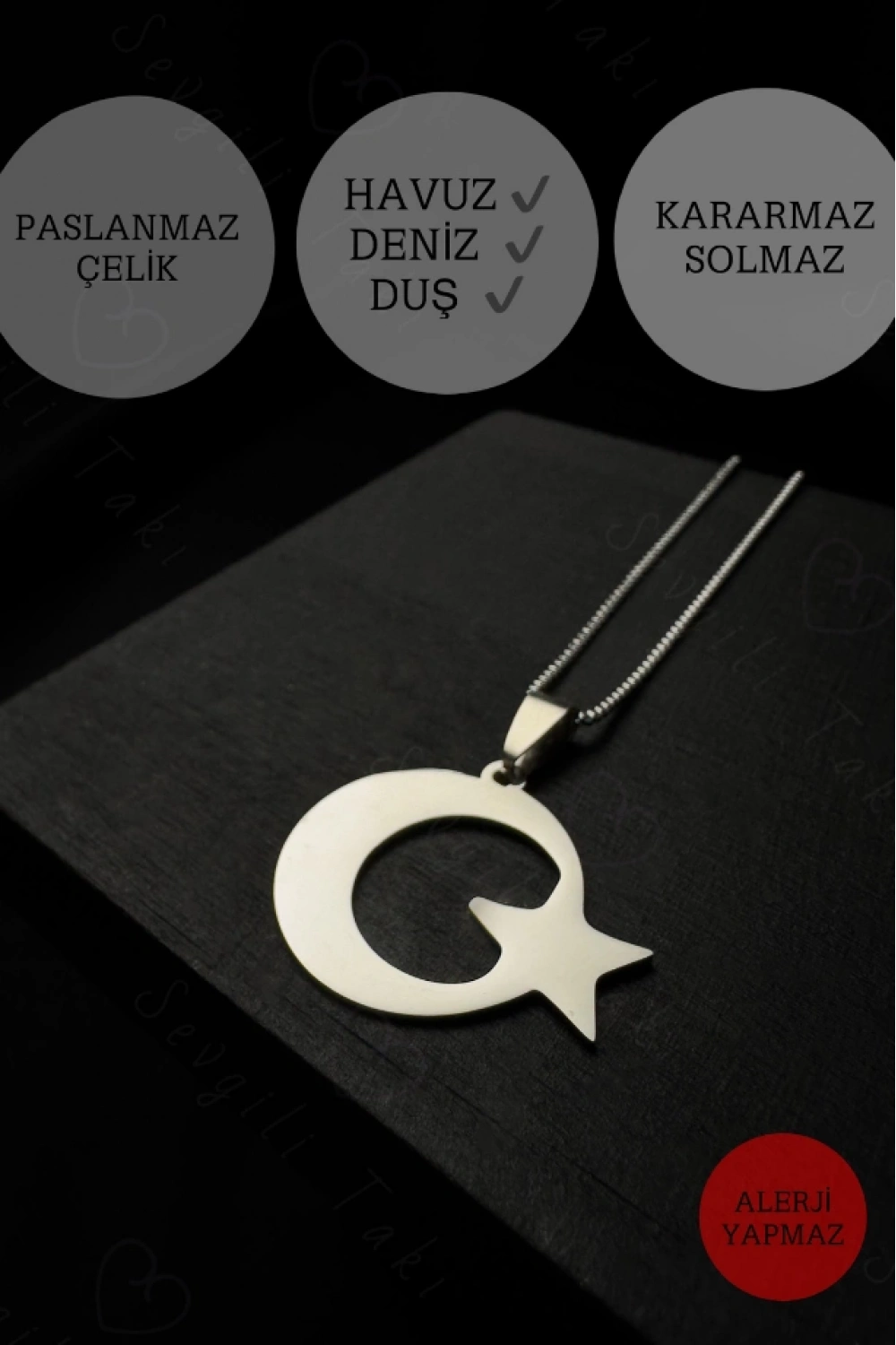 Ay Yıldızlı Çelik Zincir Kolye | Ata Koleksiyonu