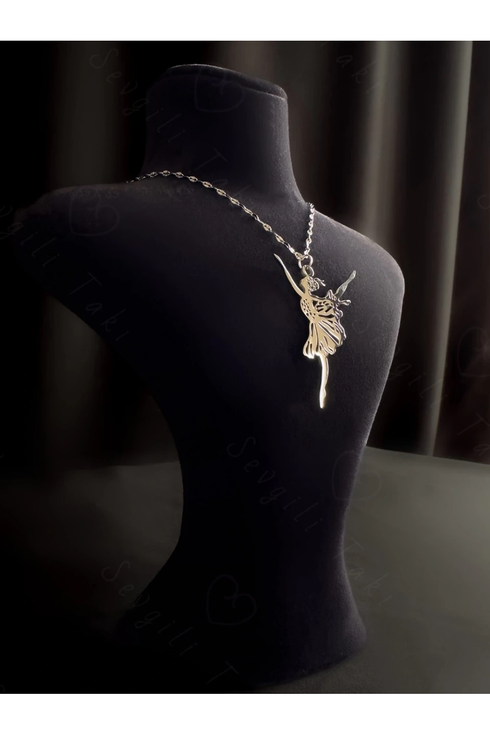 Balerin Charmlı Silver Çelik Kolye | Sevgili Takı Koleksiyonu