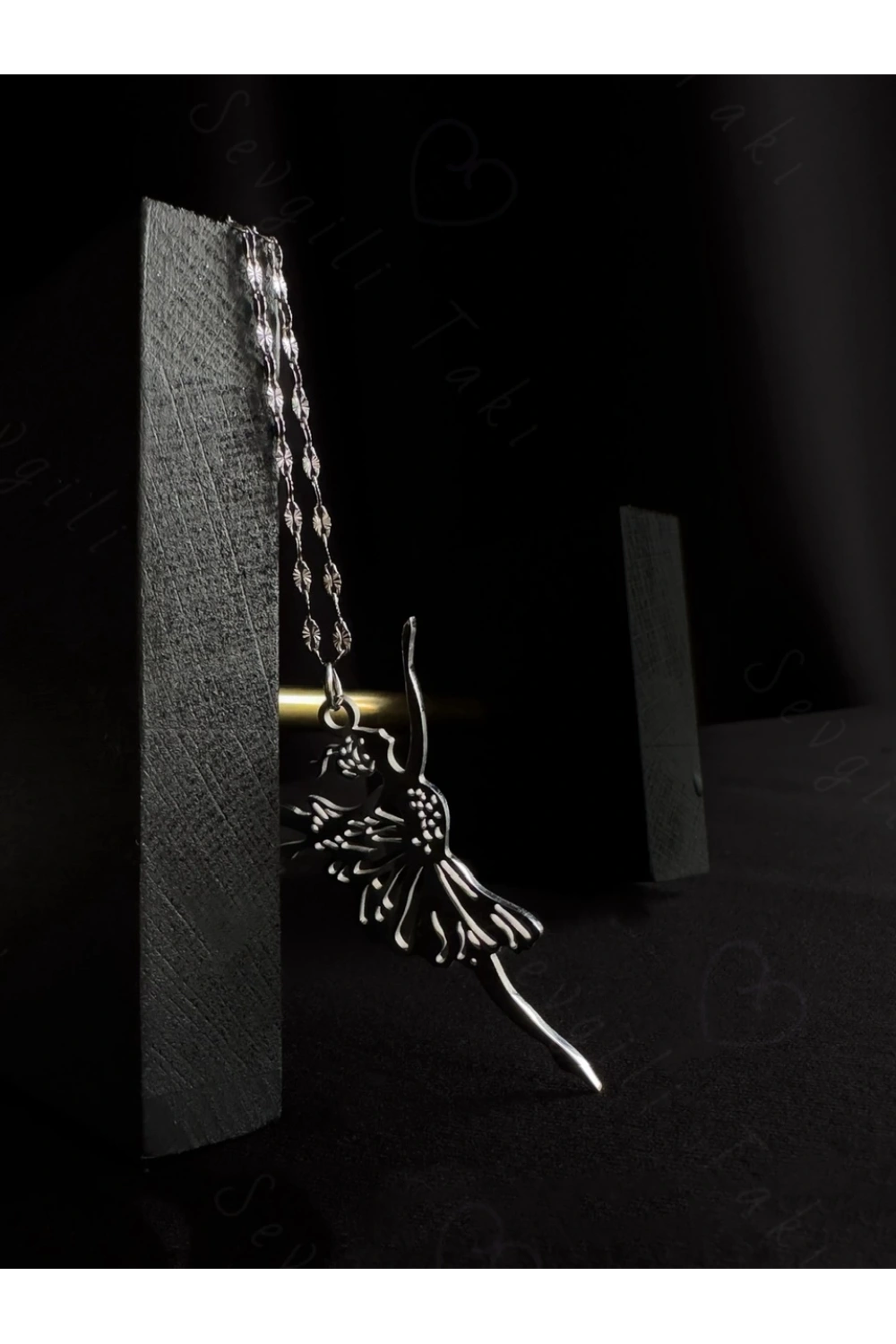 Balerin Charmlı Silver Çelik Kolye | Sevgili Takı Koleksiyonu