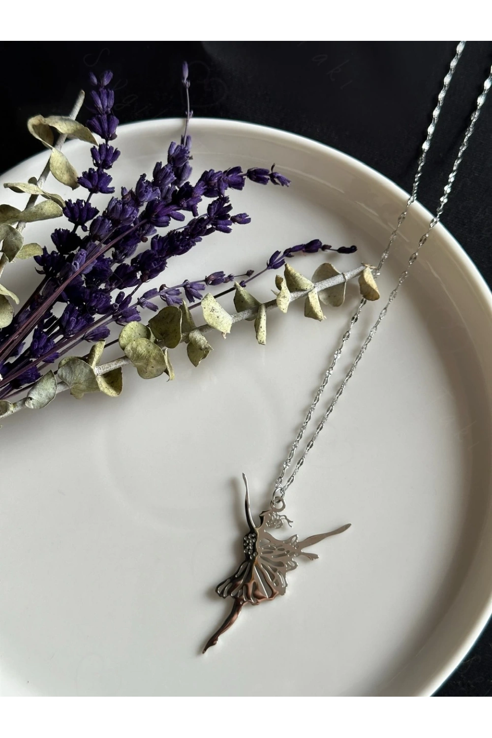 Balerin Charmlı Silver Çelik Kolye | Sevgili Takı Koleksiyonu