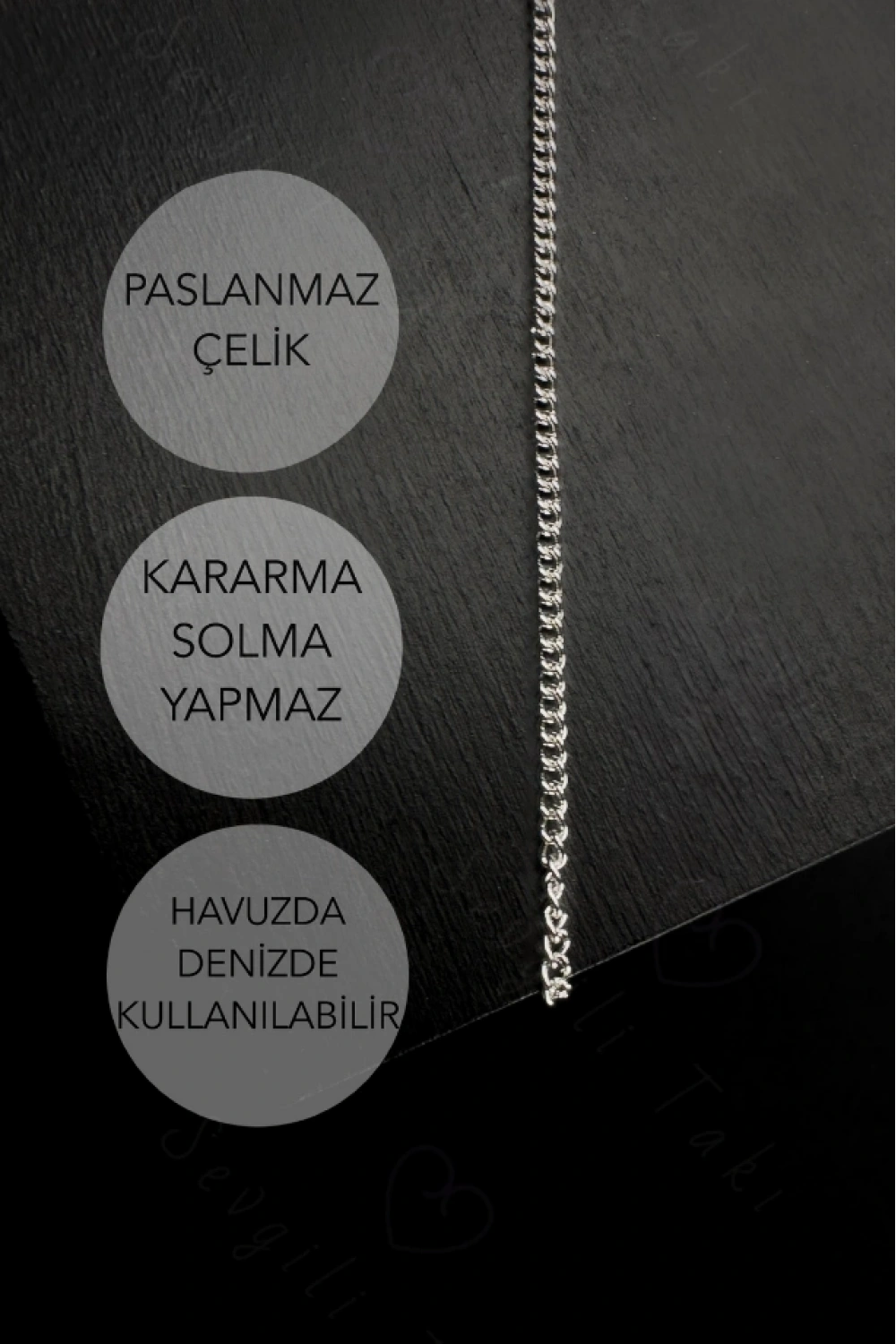 Düz Zincir Model Çelik Zincir Kolye | Vera Serisi