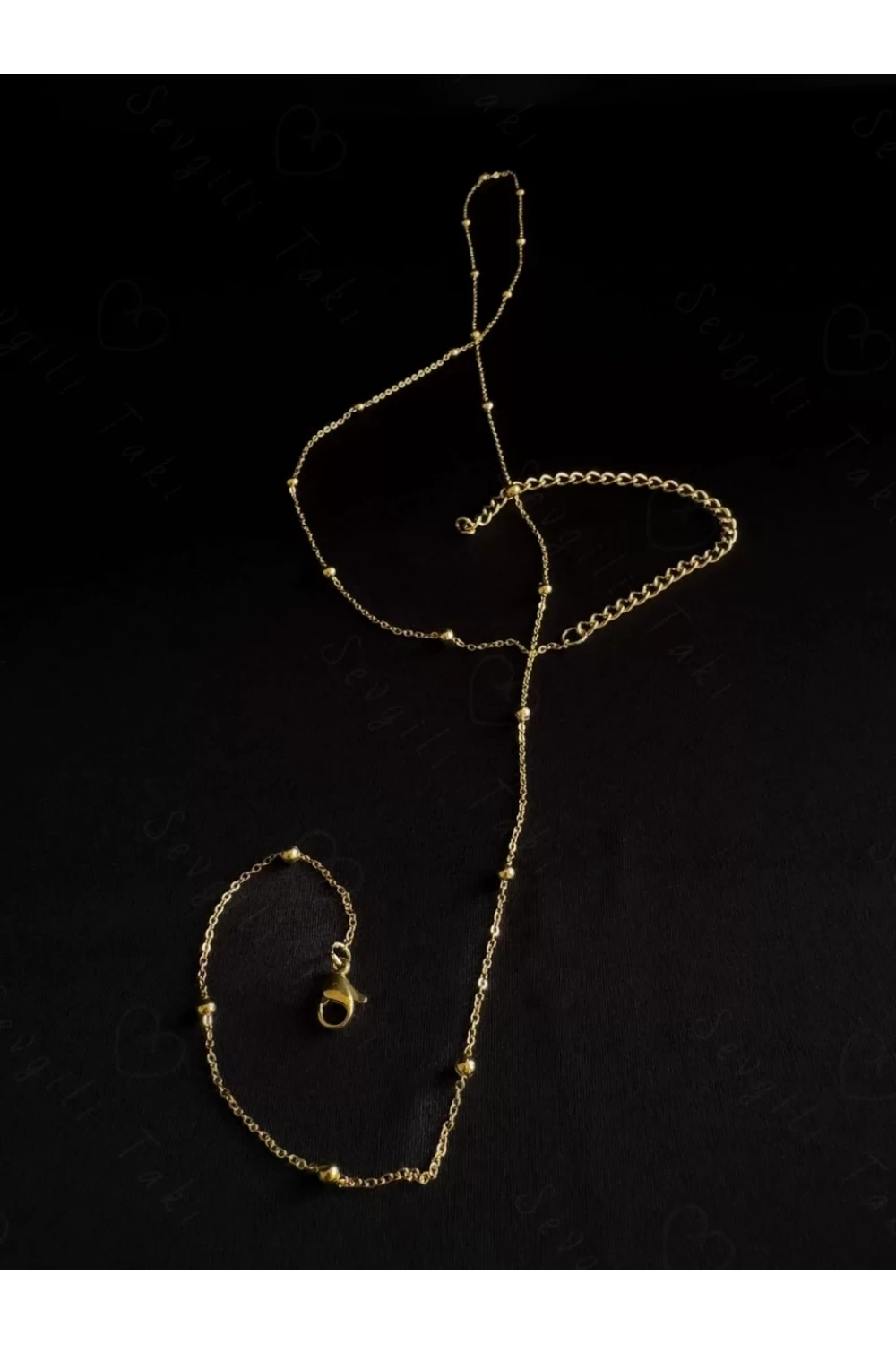 80cm | Gold Zincirli Çelik Bel Takısı | Harmony Serisi