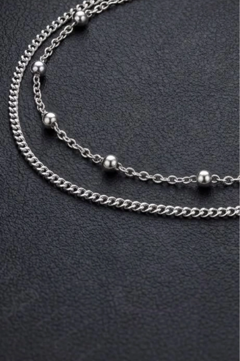 Çift Zincirli Silver (Gümüş) Renk Halhal | Çelik Halhal | Gökçe Serisi