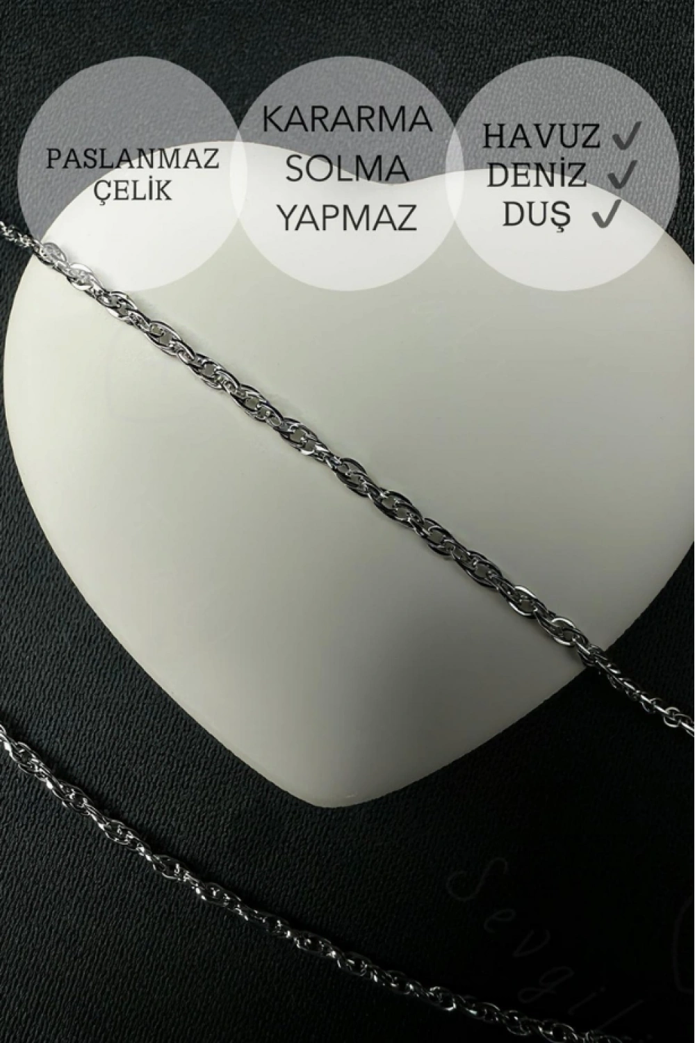 İki Zincirli Çelik Zincir Halhal | Vera Serisi