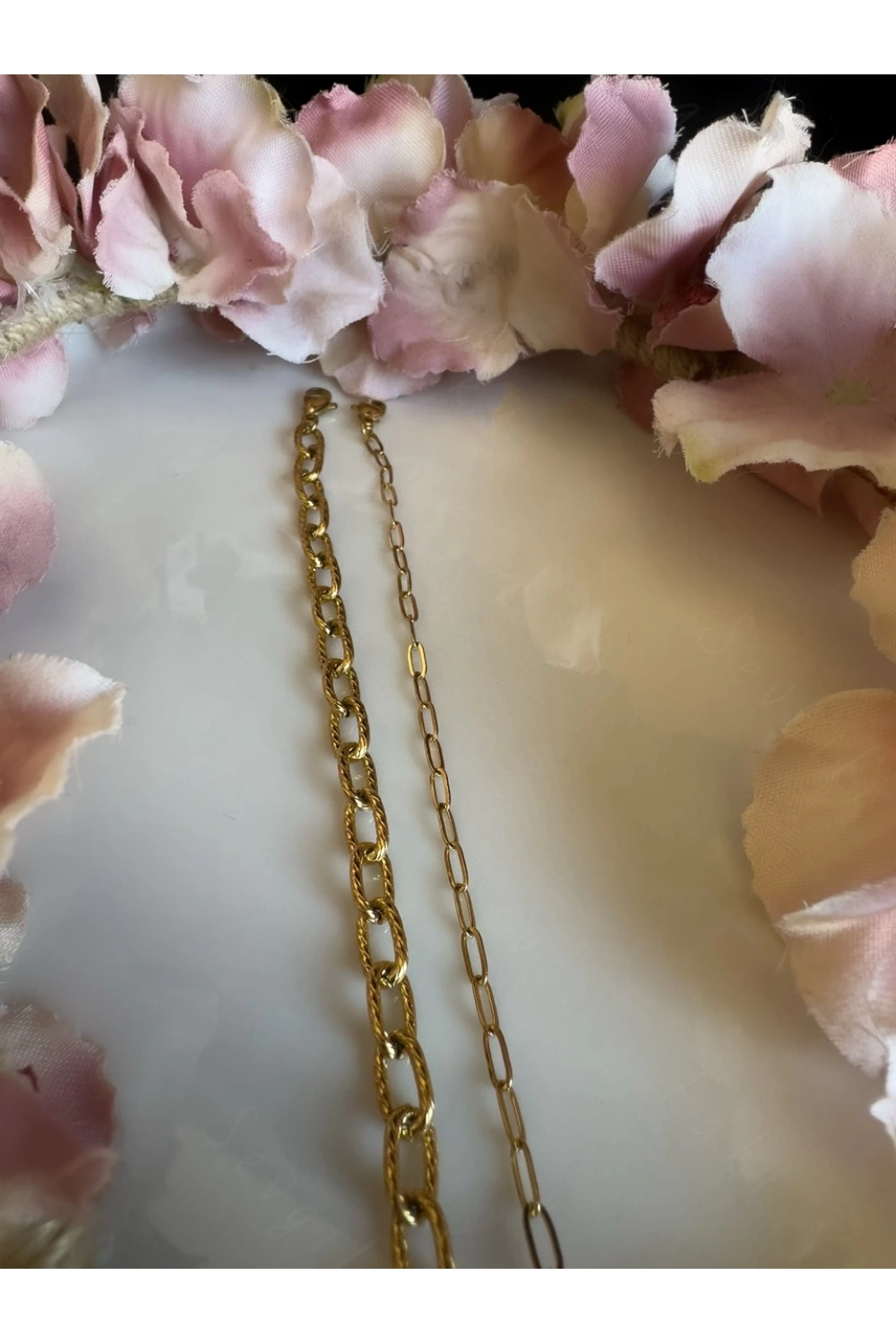 İkili Paperclip (Ataş) Gold Çelik Zincir Bileklik | MeToo Serisi