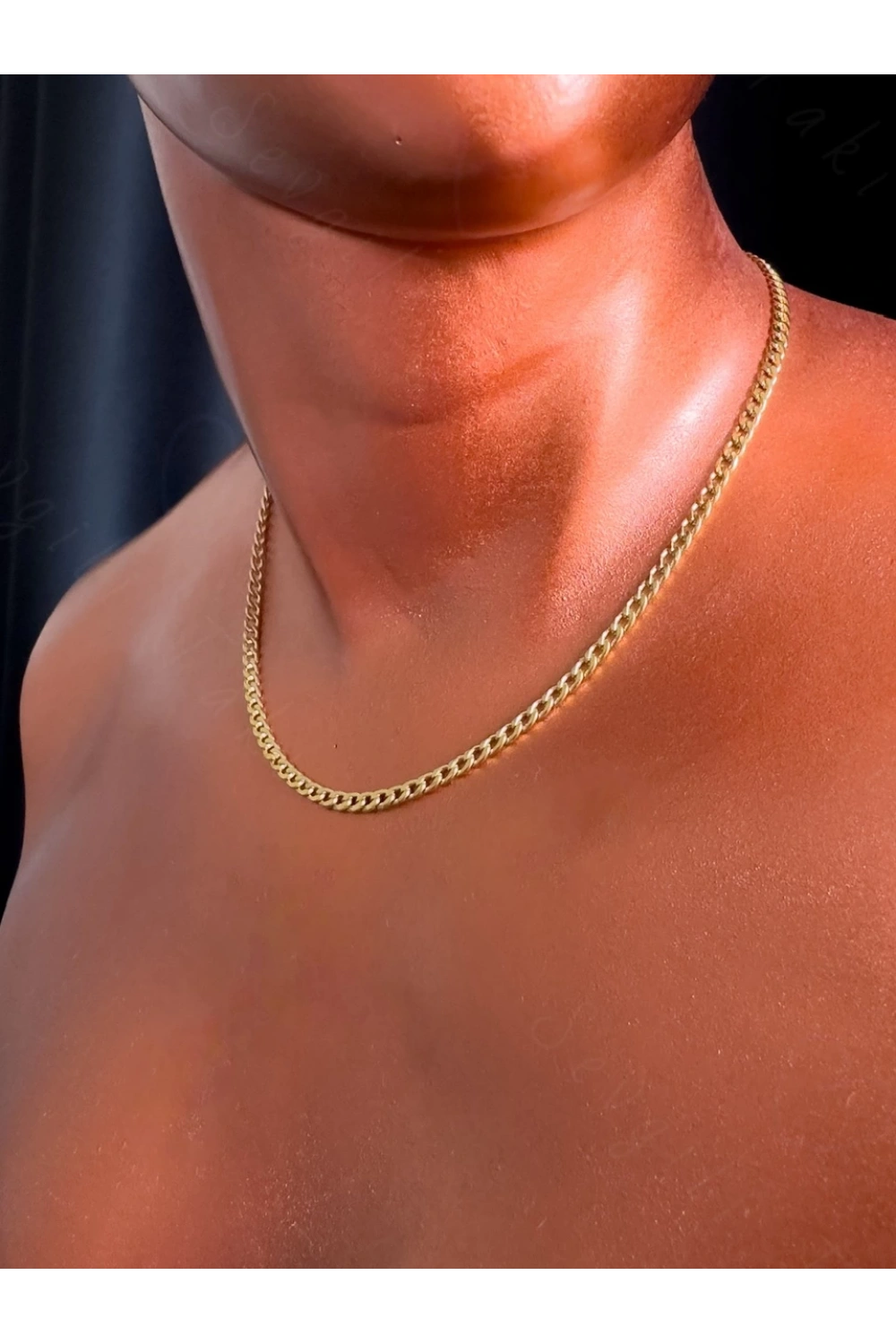 Choker İnce Düz Zincir Gold Çelik Kolye | Choker Serisi