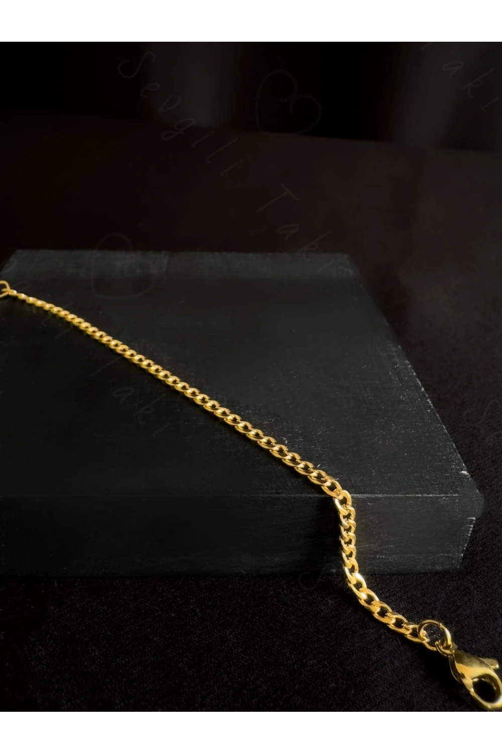 İnce Düz Zincir Gold Çocuk Çelik Bileklik | Miracle Serisi