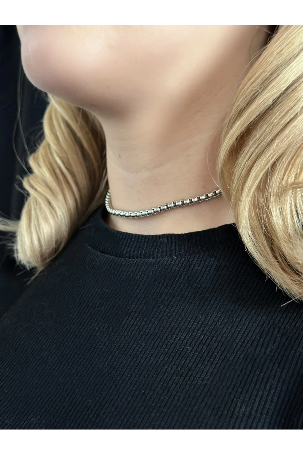 Köşeli Model Choker Çelik Zincir Kolye -Choker Serisi