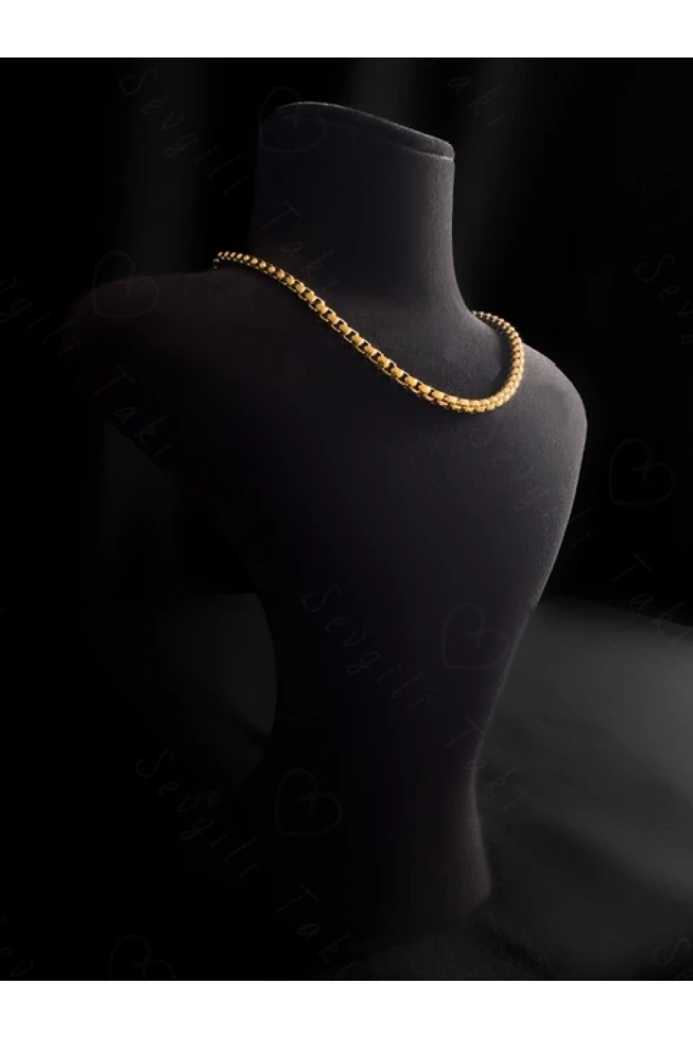 Köşeli Model Choker Gold Çelik Zincir Kolye | Choker Serisi