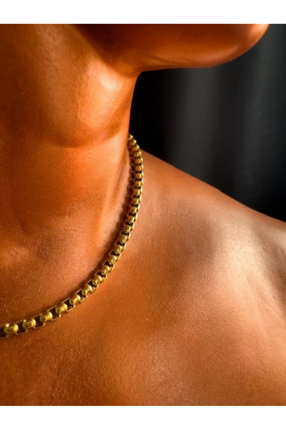 Köşeli Model Choker Gold Çelik Zincir Kolye | Choker Serisi