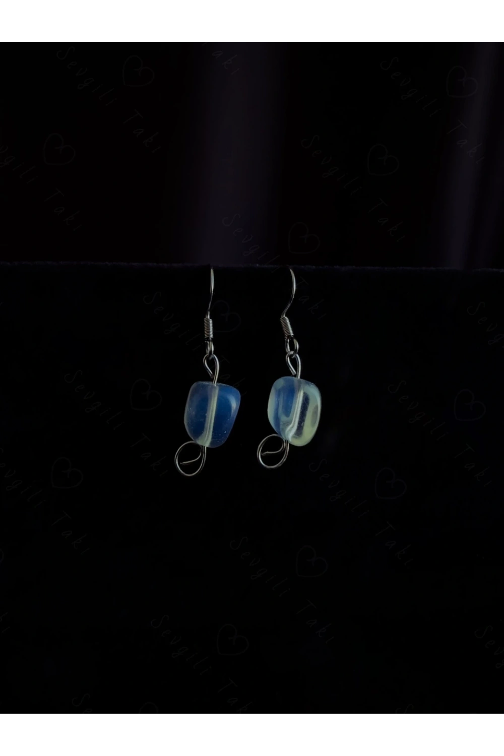 Opal Doğal Taşlı Çelik Küpe -Sevgili Takı Koleksiyonu