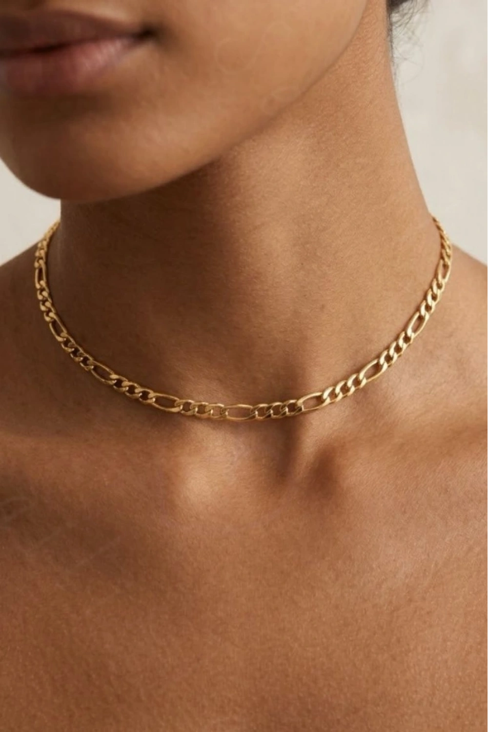 Gold Figaro Model Choker Çelik Zincir Kolye | Kadın Kolye | Choker Serisi