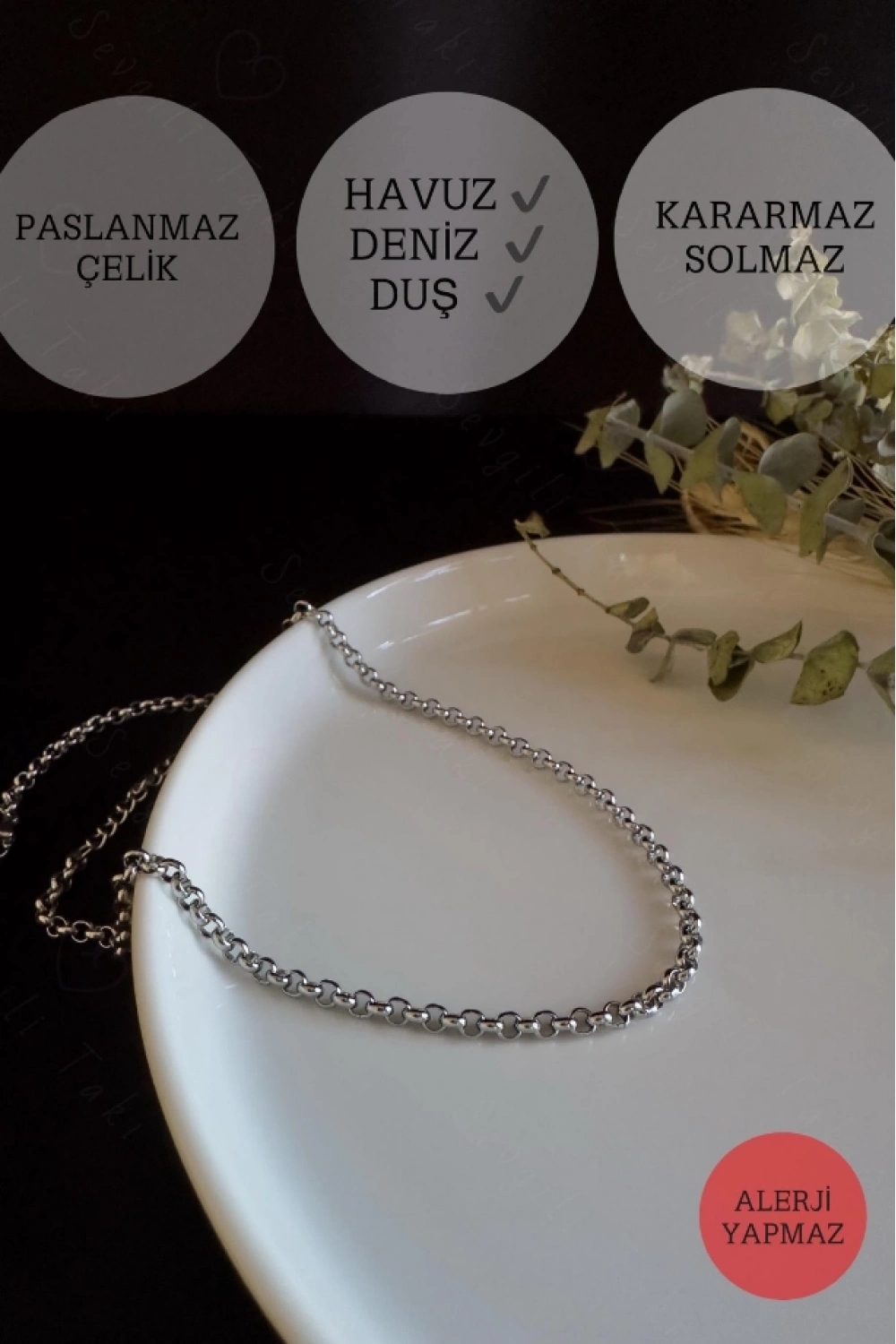 Oval Model Choker Çelik Zincir Kolye | Choker Serisi