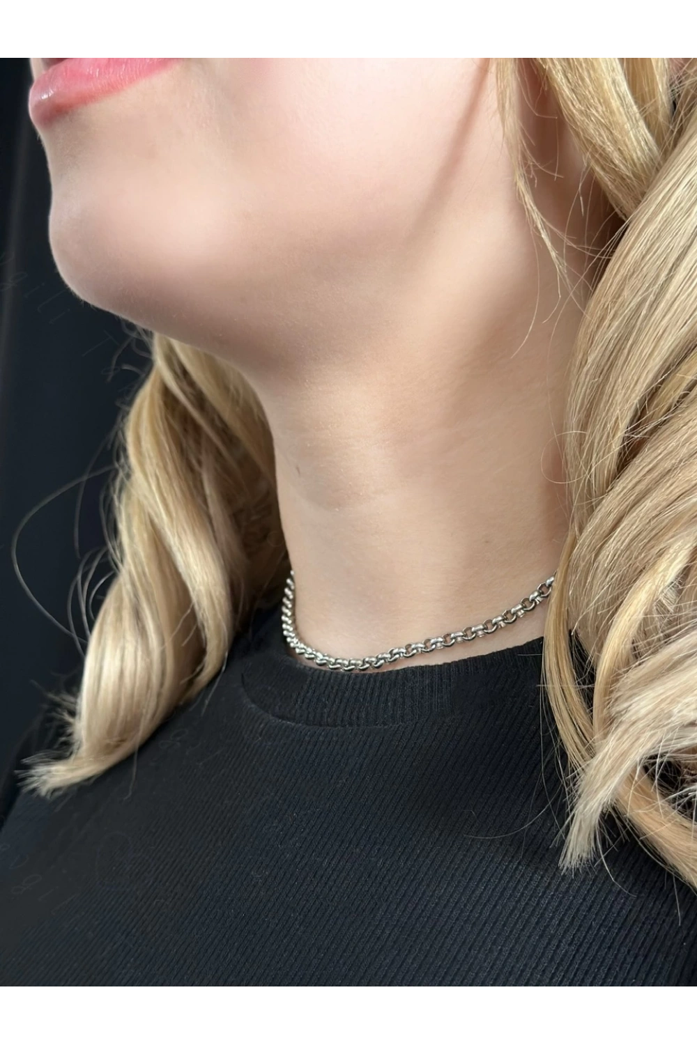Oval Model Choker Çelik Zincir Kolye | Choker Serisi