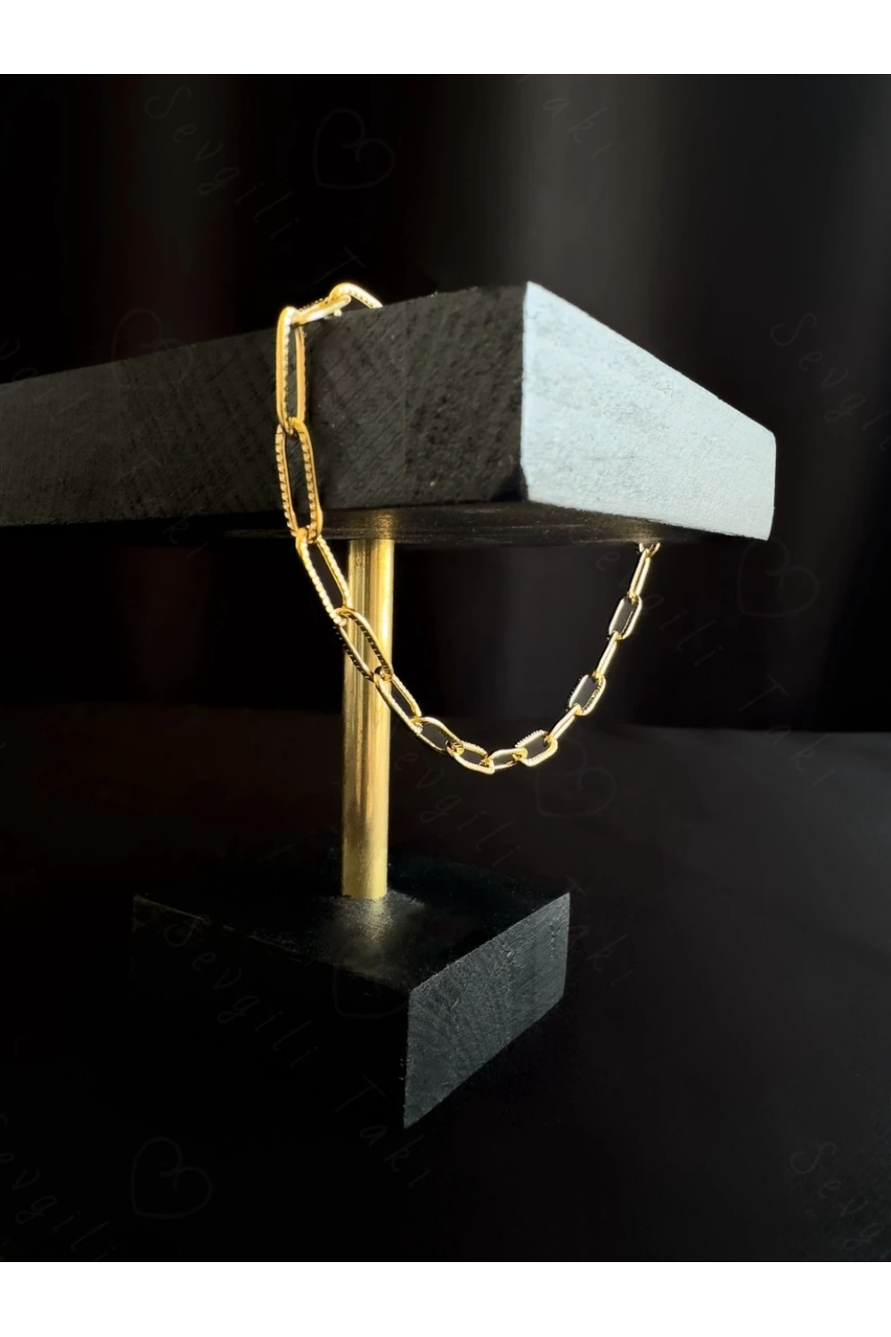 Paperclip (Ataş) Model Zincir Çelik Halhal | Taş Serisi