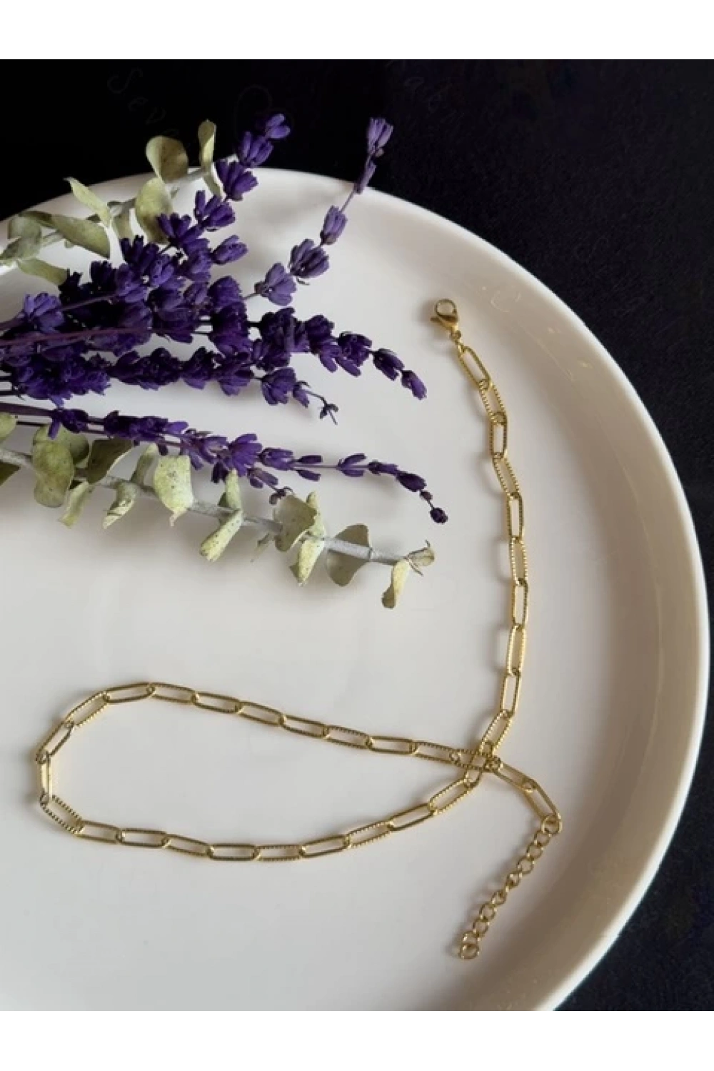 Paperclip Kabartma Choker Gold Çelik Zincir Kolye | Choker Serisi