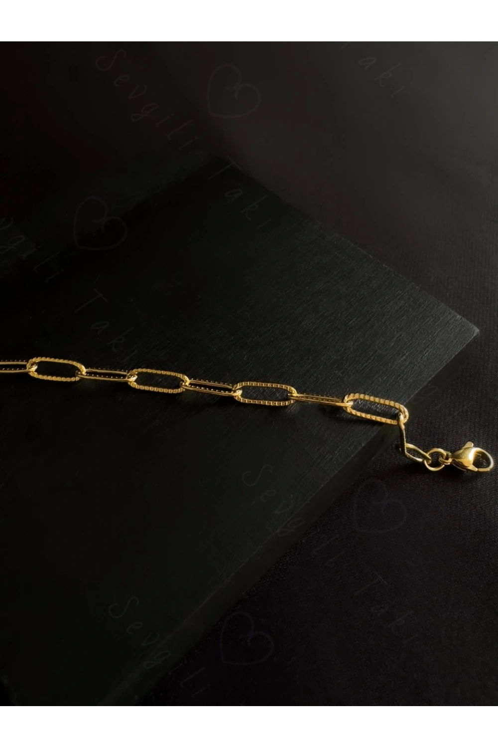 Paperclip Kabartma Çocuk Gold Çelik Zincir Bileklik | Ida Serisi