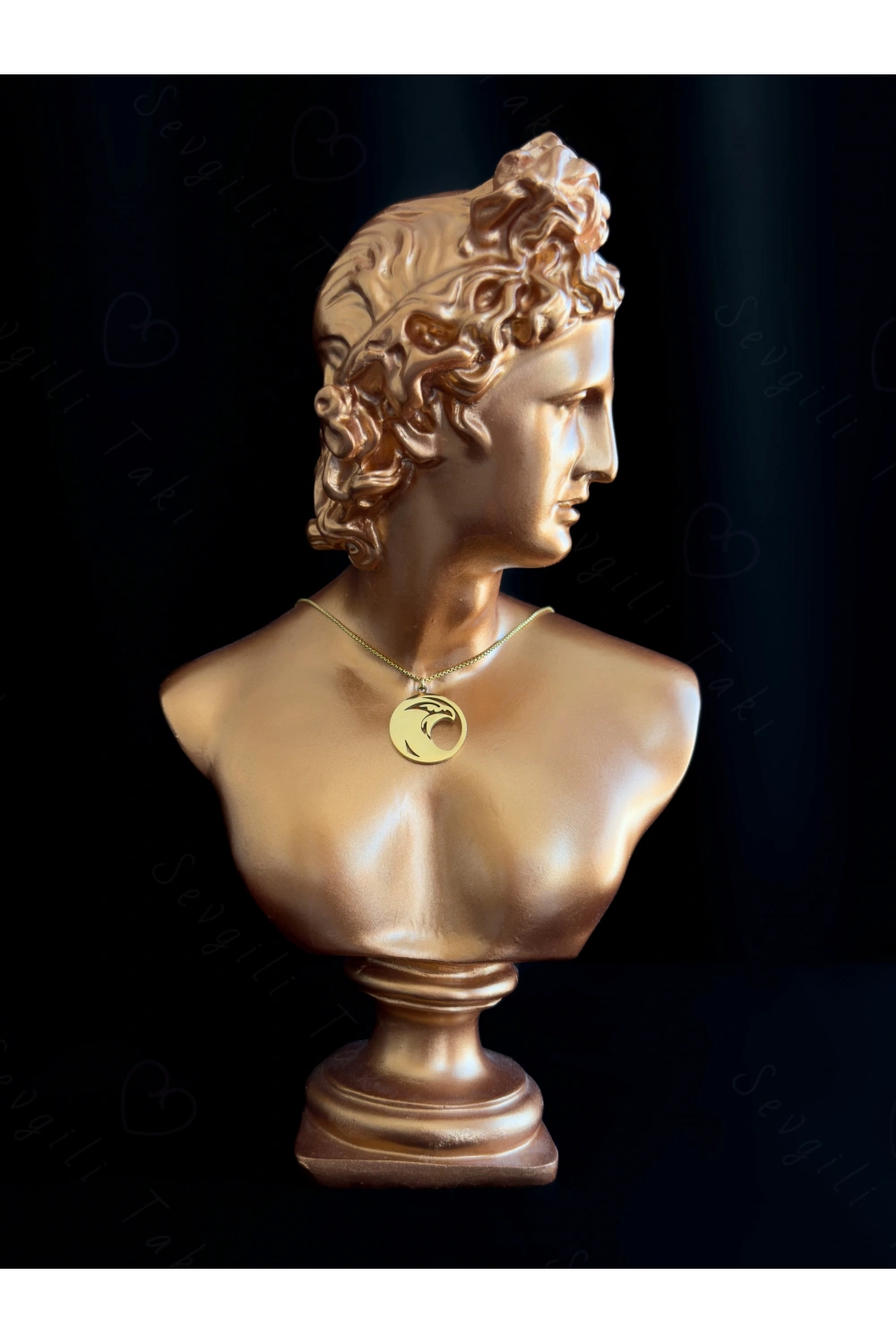 Şahin Başlı Gold Çelik Kolye | Horus Serisi